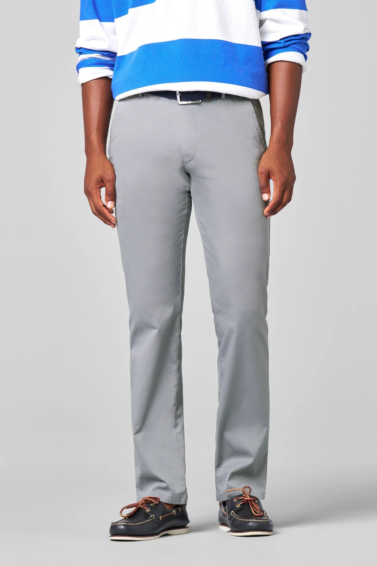 Roma Fine Cotton Texture Chinos - Grå – framsida