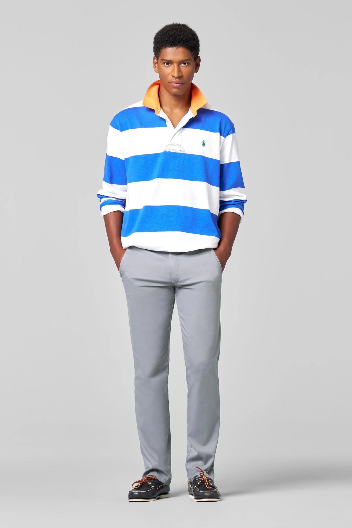 Roma Fine Cotton Texture Chinos - Grå – baksida