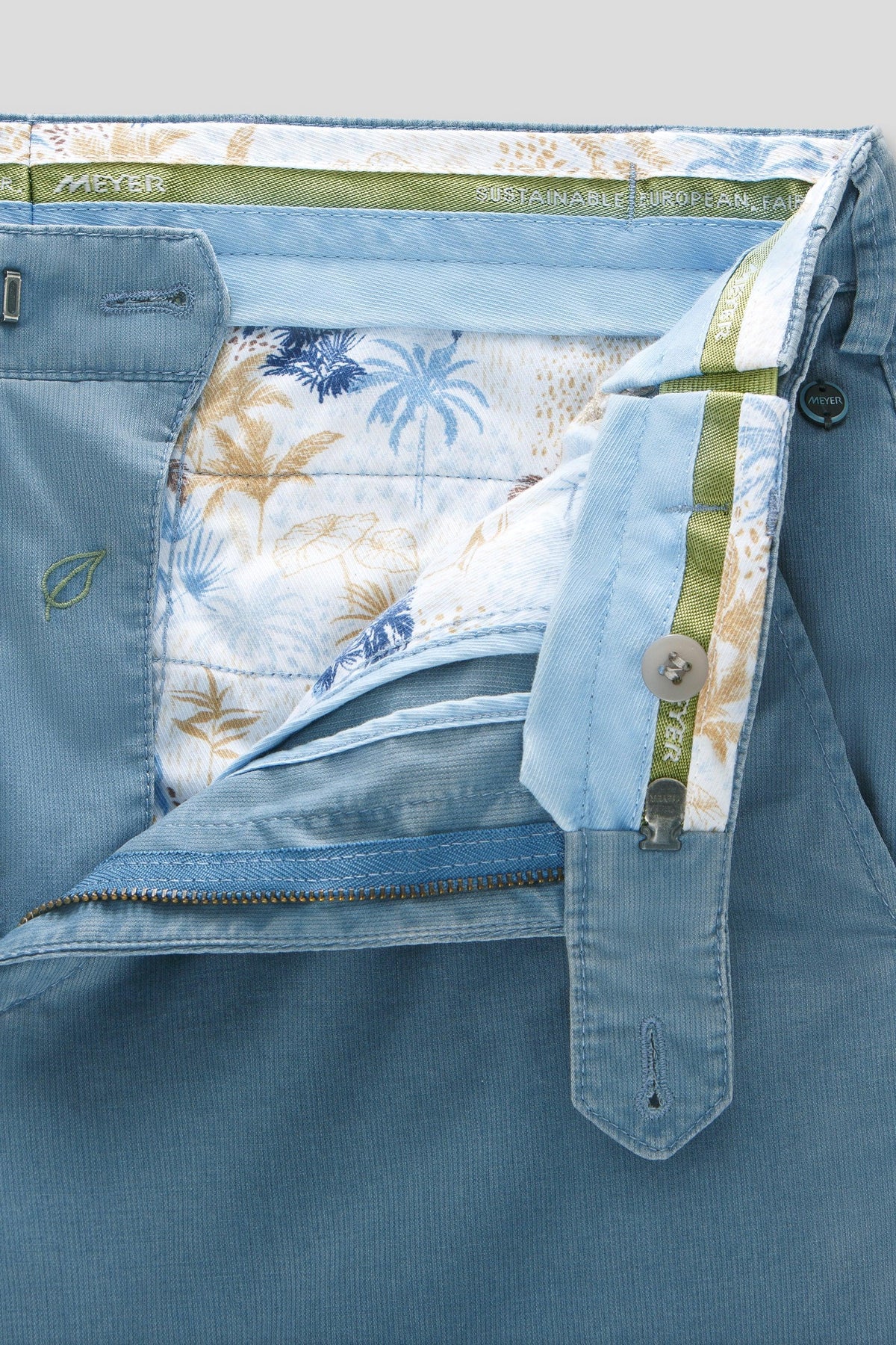 Oslo Flex Micro Cotton Chinos - Ljusblå – närbild