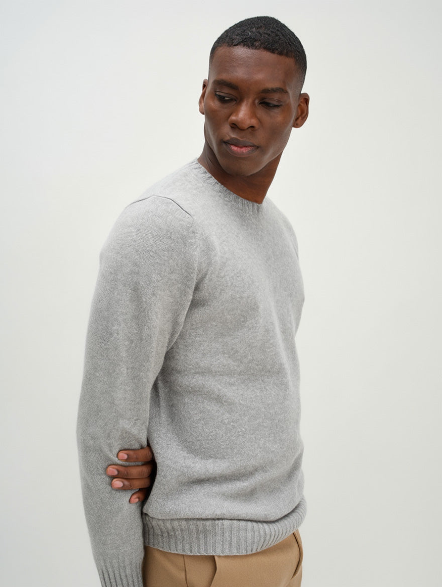 Man Chunky O-neck Sweater - Light Grey – bild 3