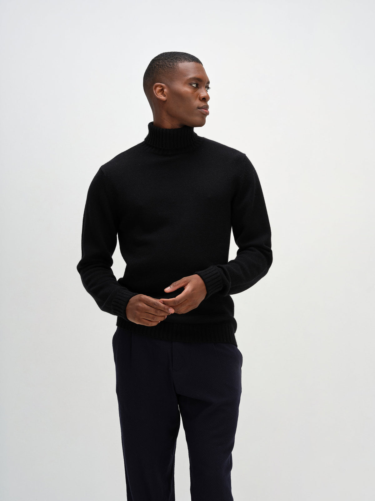 Man Chunky Roll Neck Sweater - Black – bild 3
