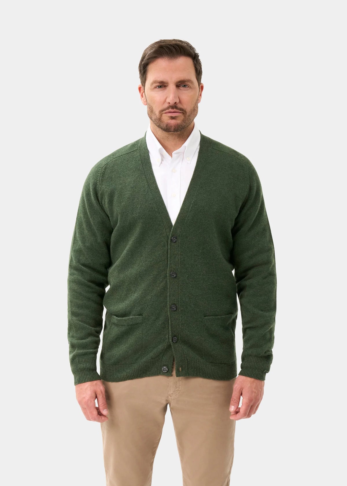 Cornwall Saddle Shoulder Vee Cardigan - Rosemary