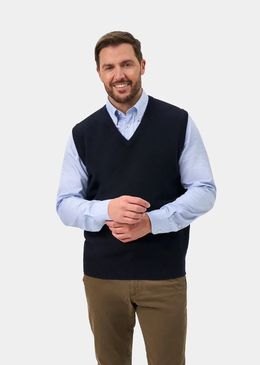 Norfolk Lambswool V-Neck Slipover - Navy