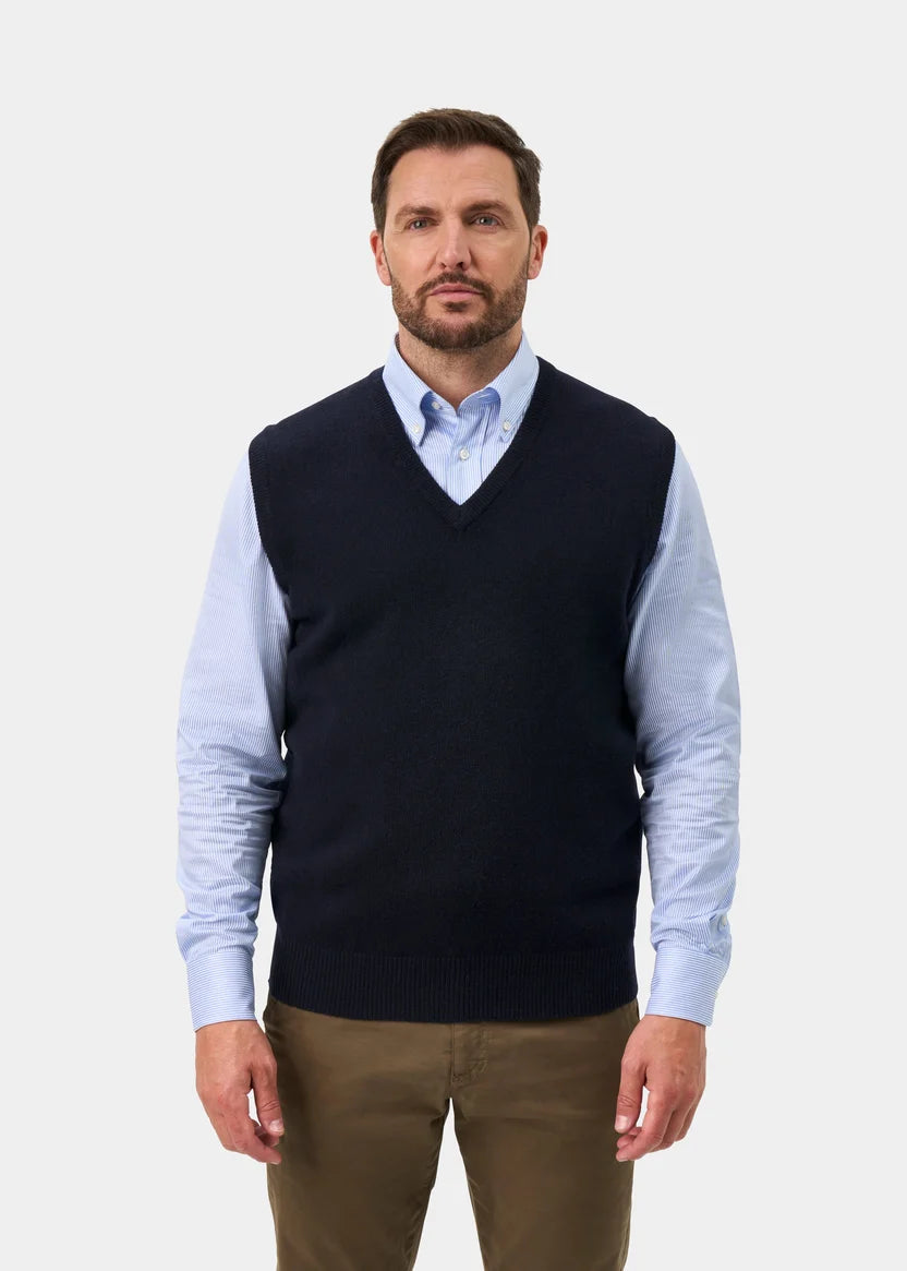 Norfolk Lambswool V-Neck Slipover - Navy
