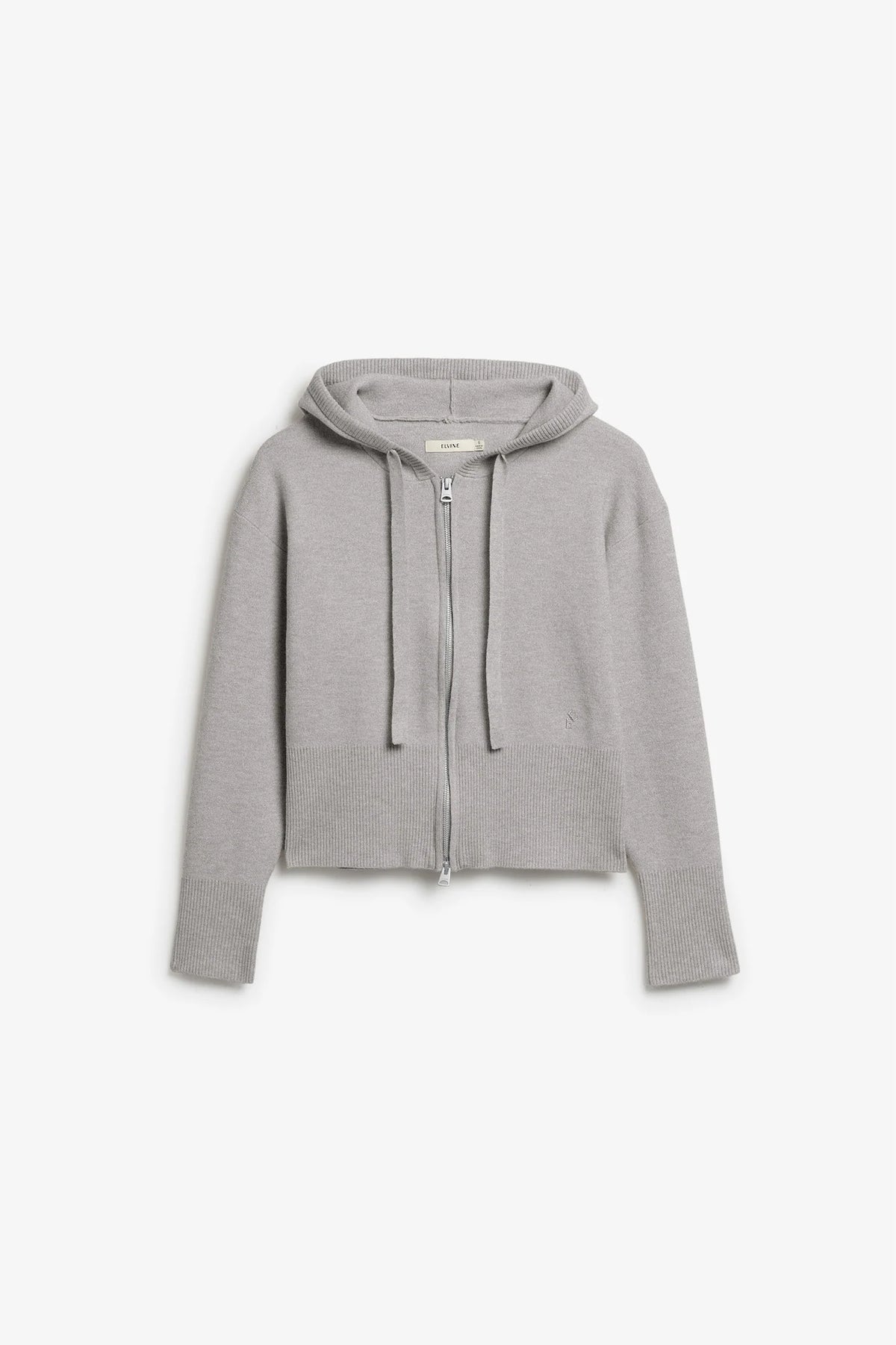 Minva stickad hoodie - Grey melange