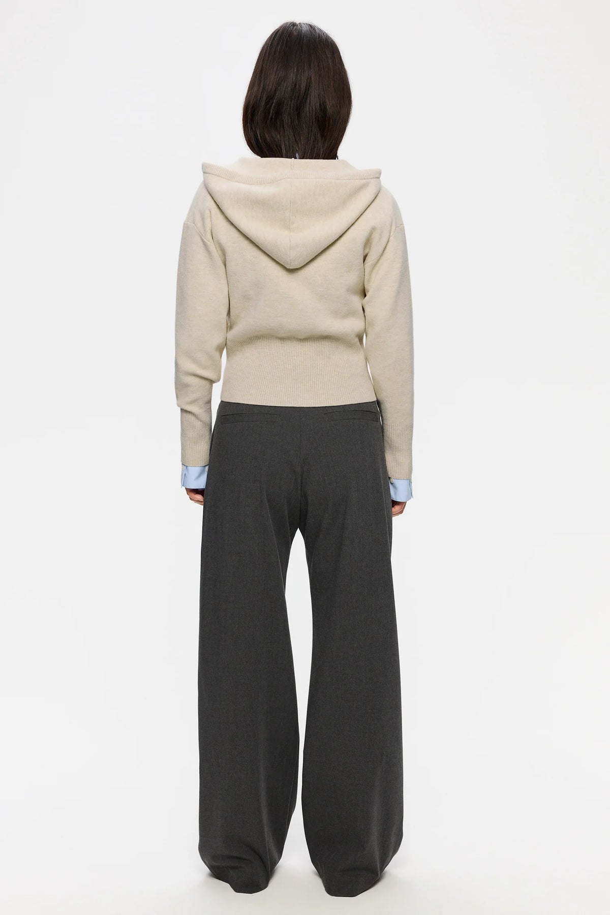 Minva stickad hoodie - oat melange