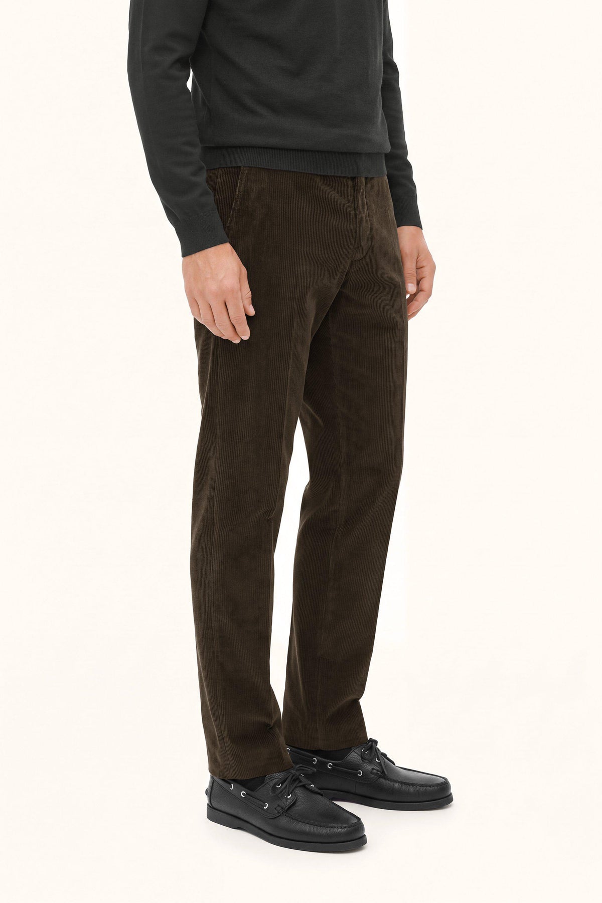Dandy Regular Fit Manchesterbyxor - Mörkbrun – detalj