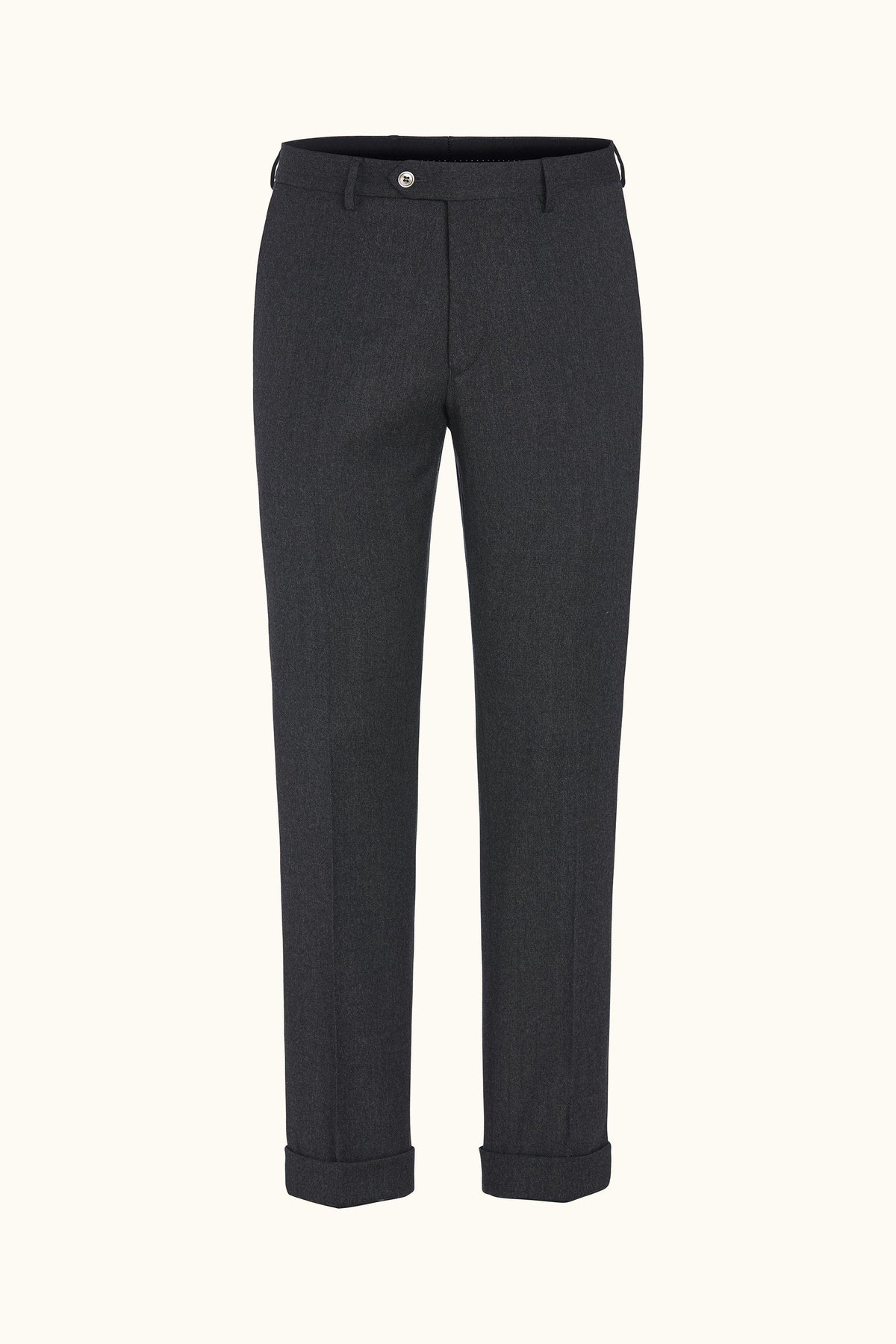 Dandy Regular Fit Flanellbyxor - Mörkgrå – produktbild framsida