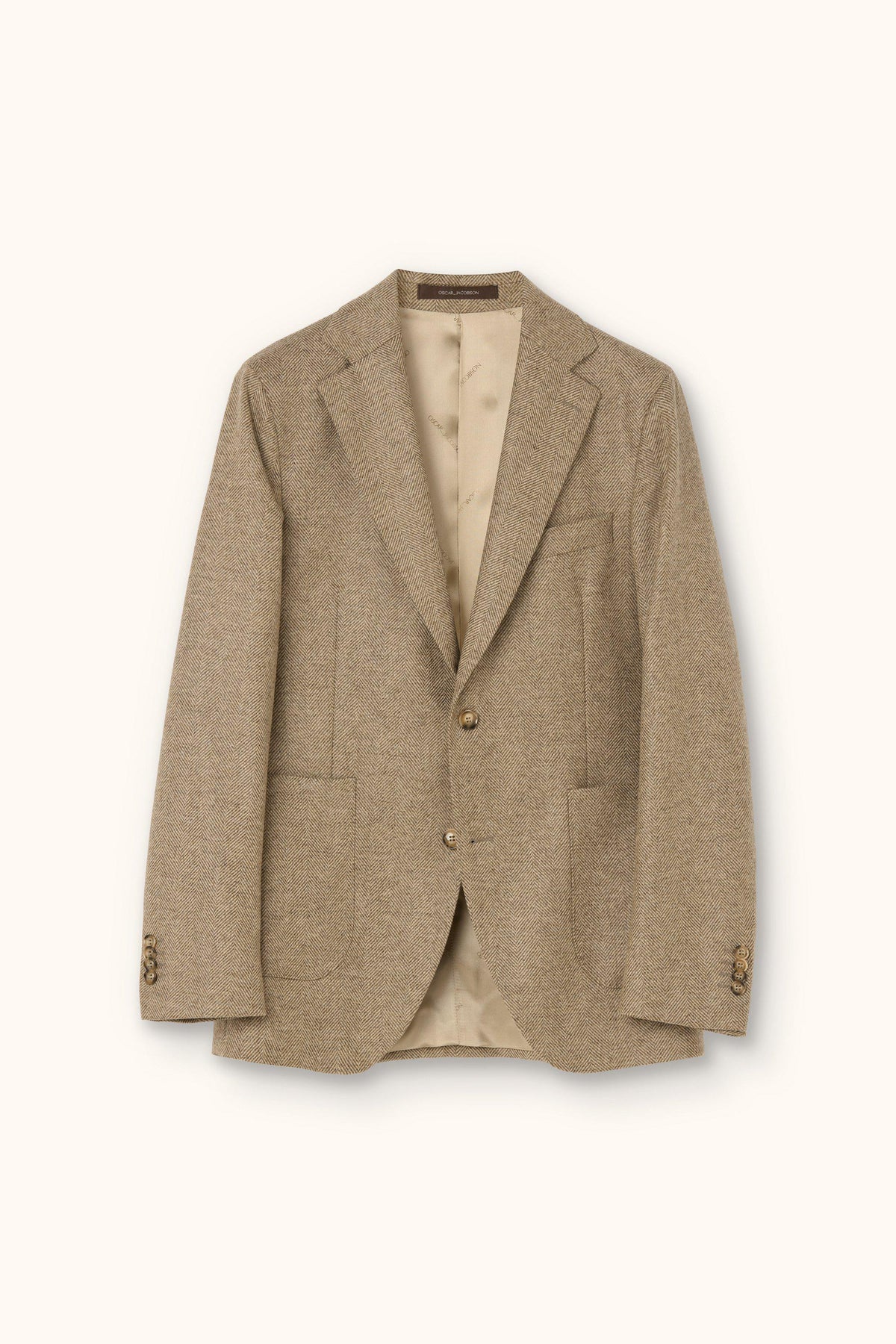 Fogerty Patch Regular Fit Fiskbensvävd Tweedkavaj - Beige – produktbild framsida
