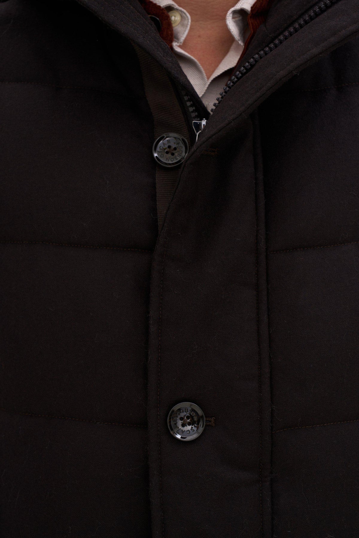 Vadderad Parkas Flanell - Brun – detalj