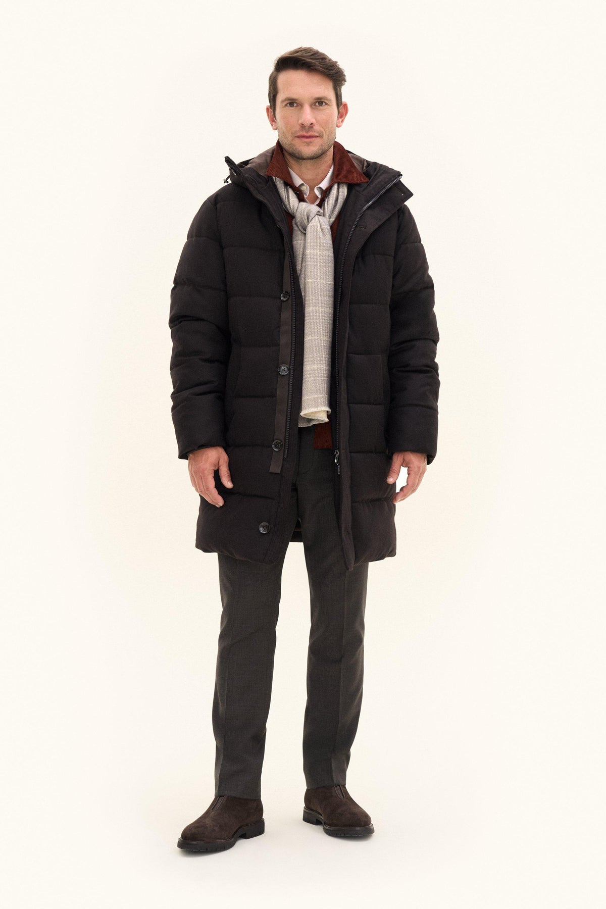 Vadderad Parkas Flanell - Brun – modellbild