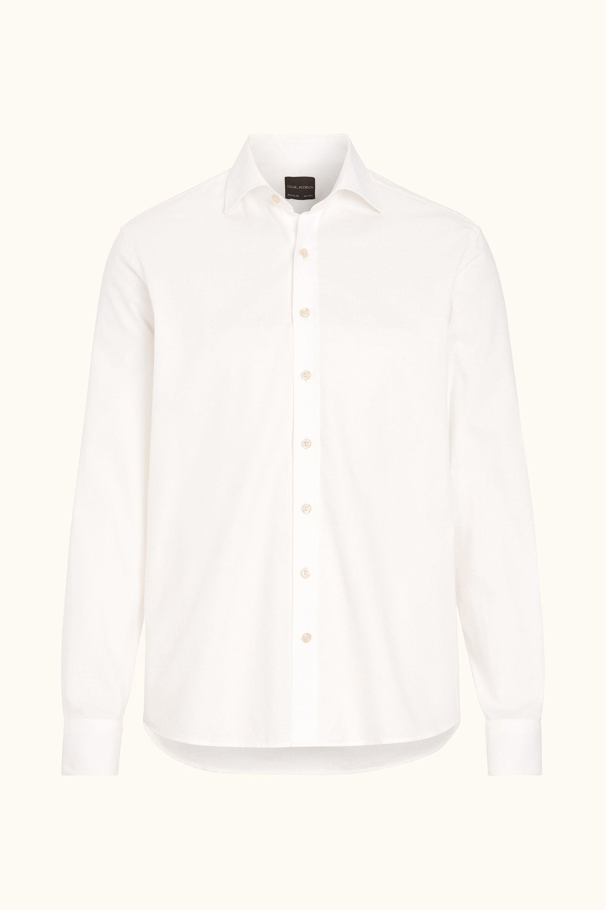 Regular Fit Cut Away Borstad Flannelskjorta - Vit – produktbild framsida