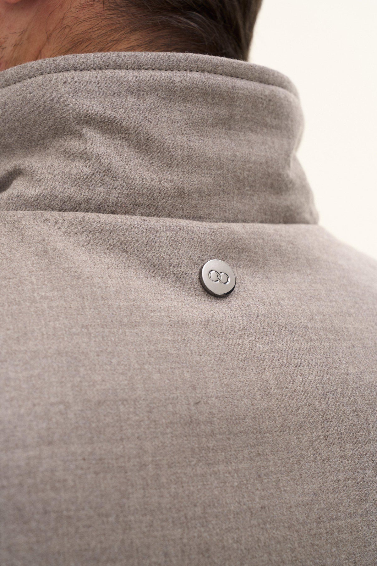 Vändbar Vadderad Flanellväst - Beige – detalj