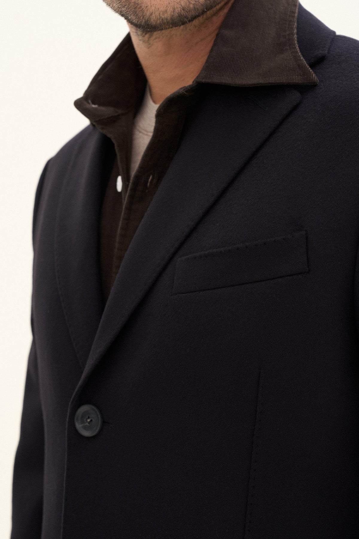 Sergio Regular Fit Rock Borstad Ull - Svart – detalj