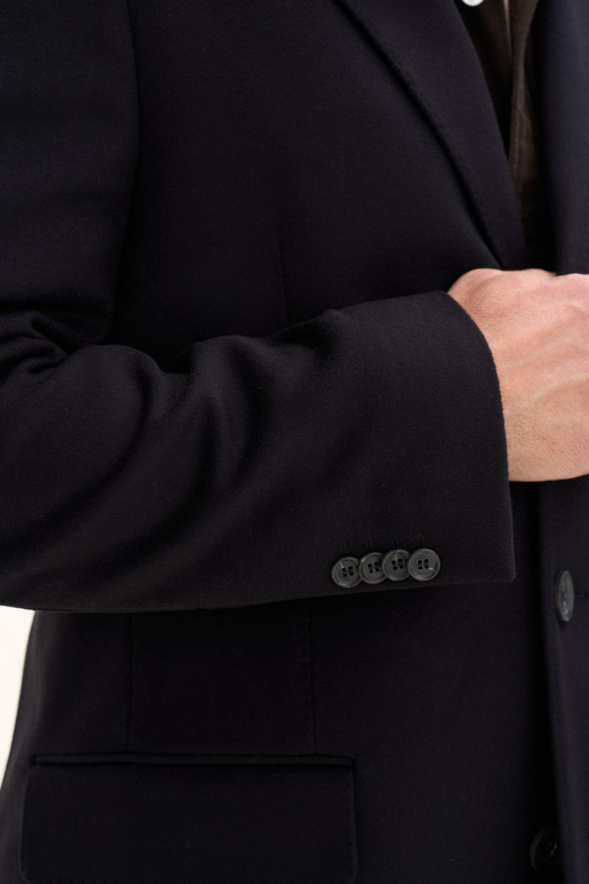 Sergio Regular Fit Rock Borstad Ull - Svart – detalj