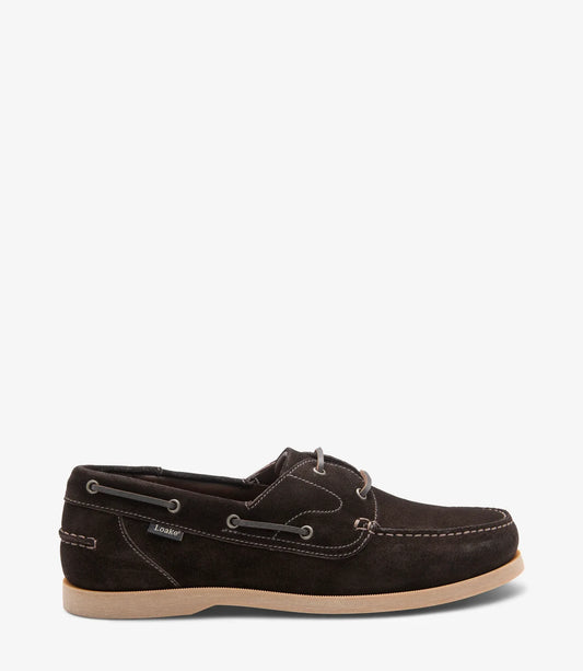 Loake mörkbruna skor i nubuck med snöre herr