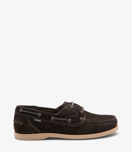 Loake mörkbruna skor i nubuck med snöre herr