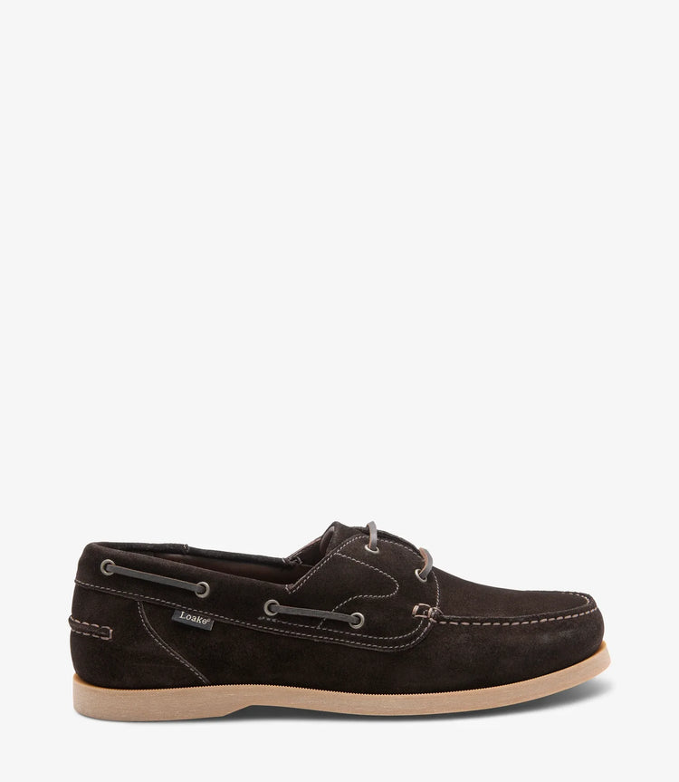 Loake mörkbruna skor i nubuck med snöre herr