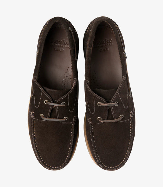 Loake mörkbruna skor i nubuck med snöre, herr
