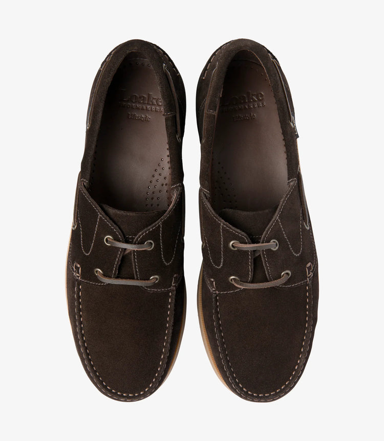 Loake mörkbruna skor i nubuck med snöre, herr