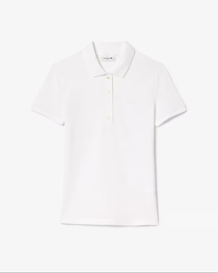 Slim Fit Stretch Piqué Polo Shirt - Vit