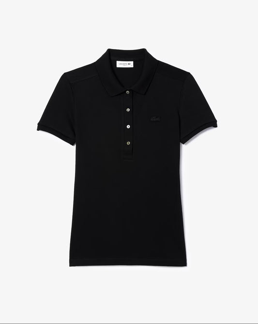 Slim Fit Stretch Piqué Polo Shirt - Svart