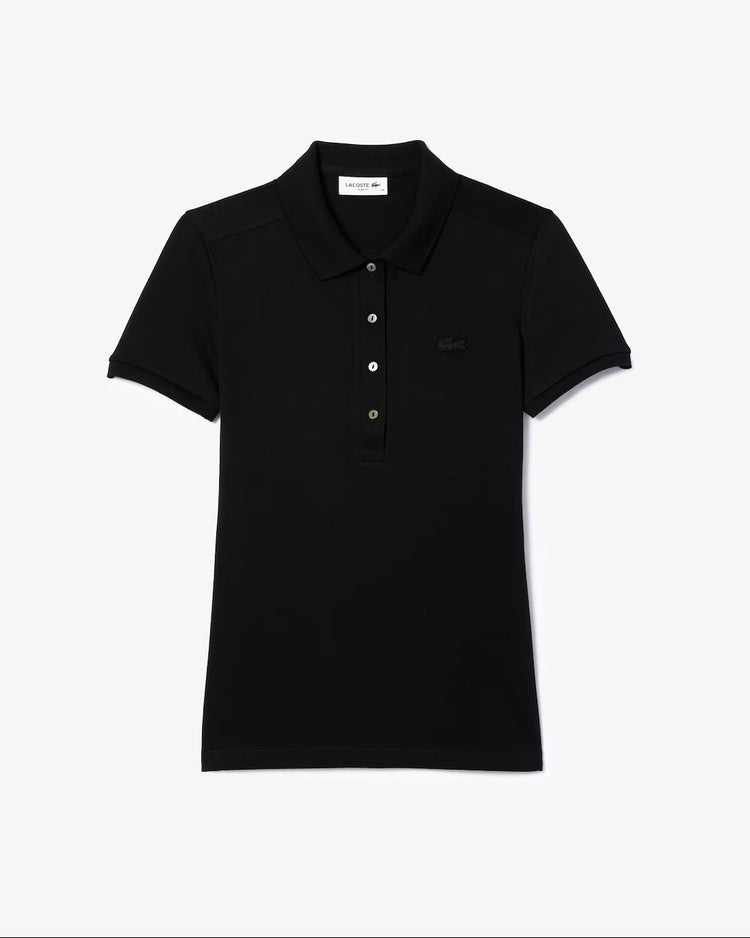 Slim Fit Stretch Piqué Polo Shirt - Svart