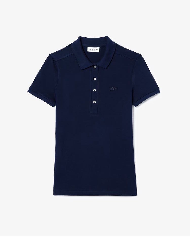 Slim Fit Stretch Piqué Polo Shirt - Marinblå