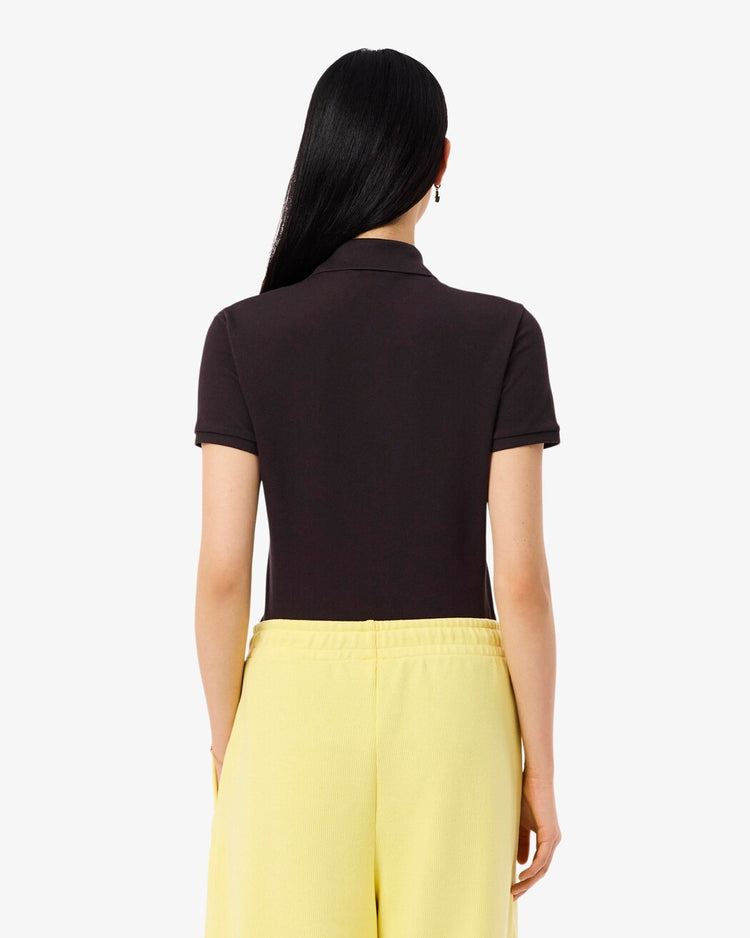 Slim Fit Stretch Piqué Polo Shirt - Brun