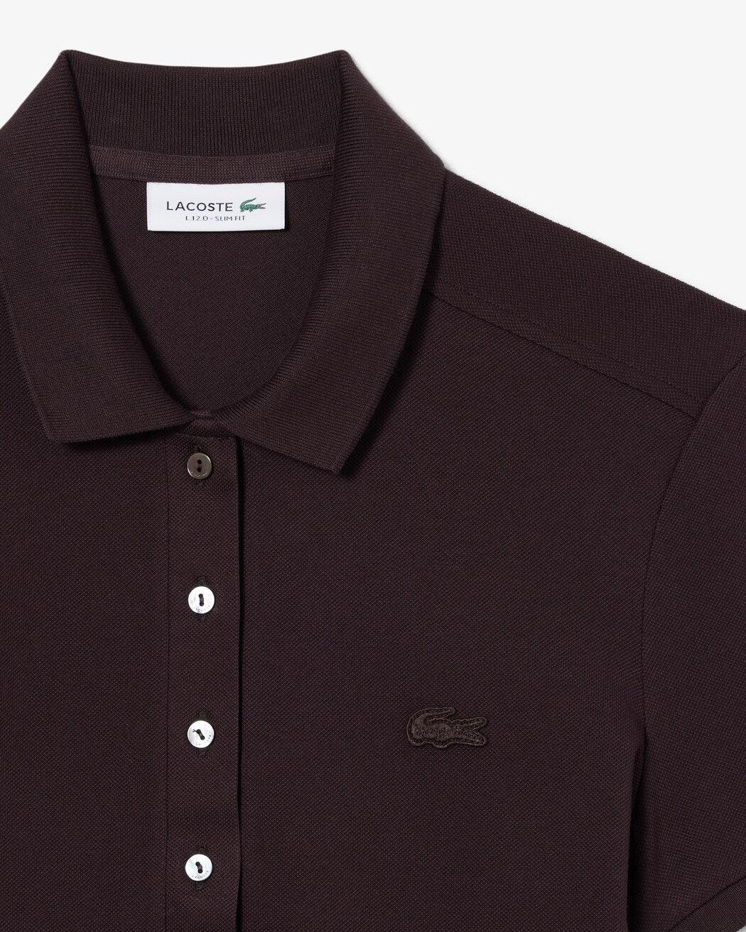 Lacoste brun pikétröja herr kortärmad
