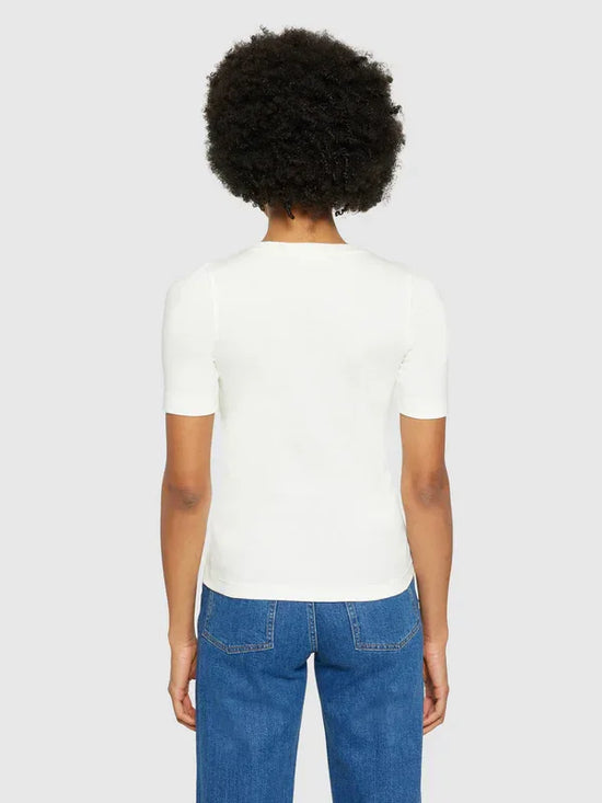 Vit ribbad T-shirt herr kort ärm Star White