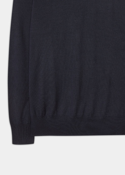 Linton Roll Neck Merinoull - Marinblå