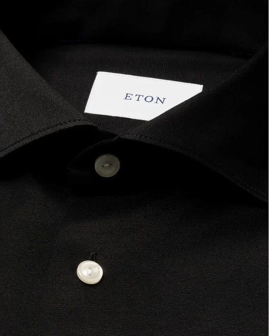 Eton herr skjorta – svart klassisk skjortkrage och vita knappar