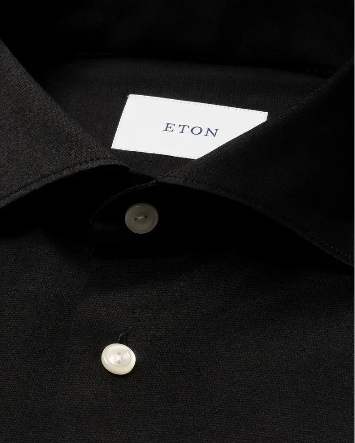 Eton herr skjorta – svart klassisk skjortkrage och vita knappar