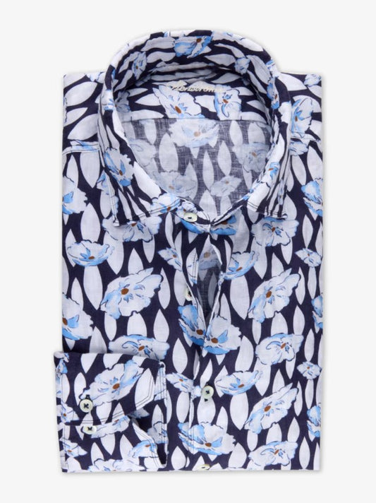 Linneskjorta Regular - Navy pattern