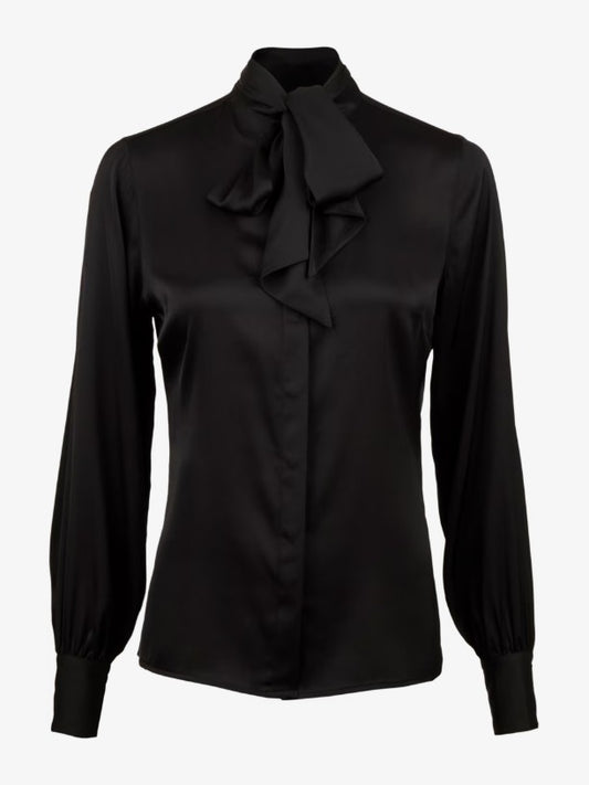 Selma Blouse, Bowtie Flyfront - Black