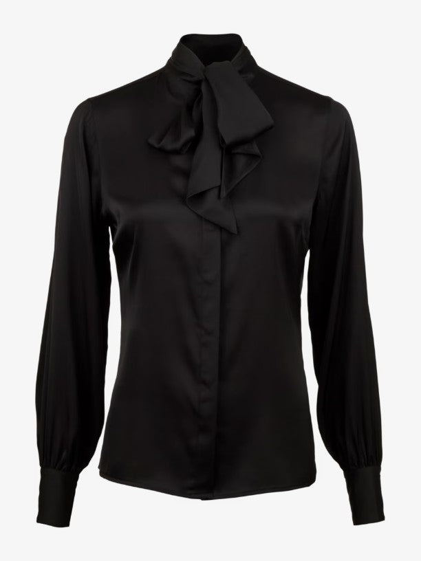 Selma Blouse, Bowtie Flyfront - Black