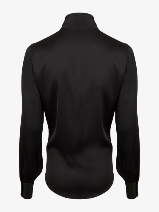 Selma Blouse, Bowtie Flyfront - Black