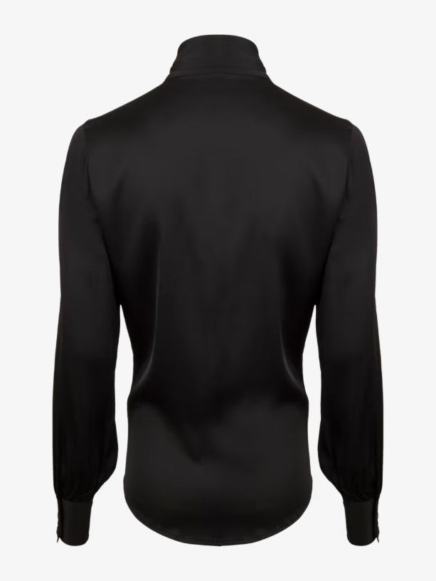 Selma Blouse, Bowtie Flyfront - Black