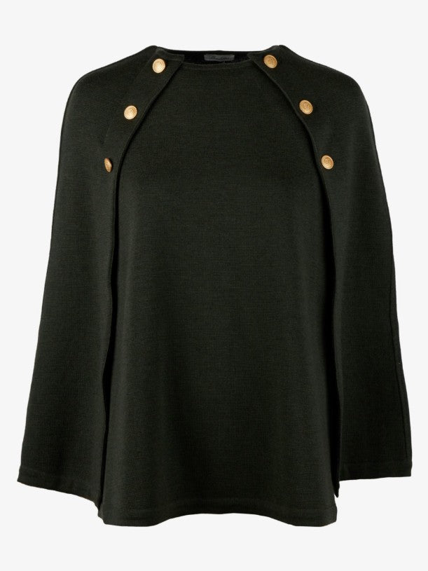 Mary Poncho, Knitted - Dark green
