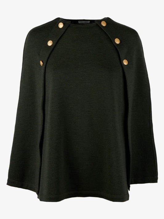 Mary Poncho, Knitted - Dark green