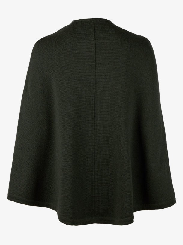 Mary Poncho, Knitted - Dark green