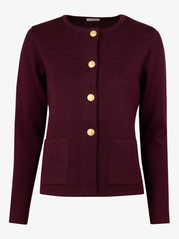 Stina Cardigan, Knitted - Dark red