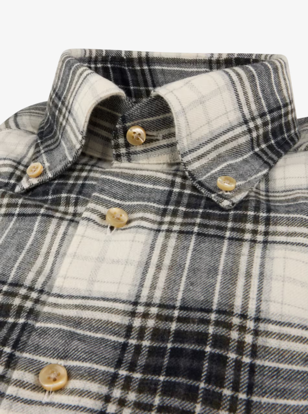 Regular Fit Flanellskjorta - Mörkgrönrutig