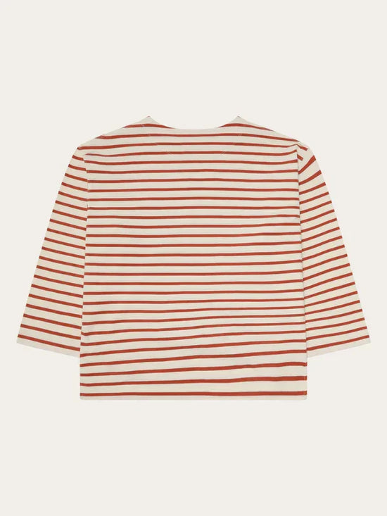 Randig långärmad t-shirt herr röd och vit bomull