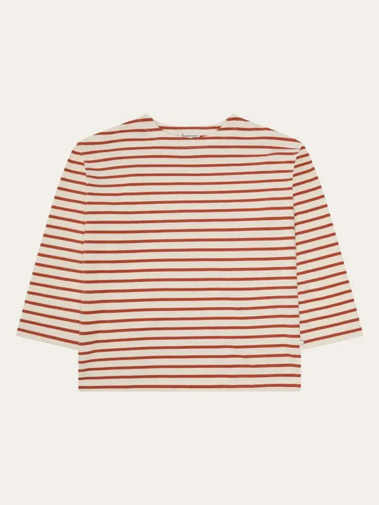 Randig långärmad t-shirt röd och vit herr