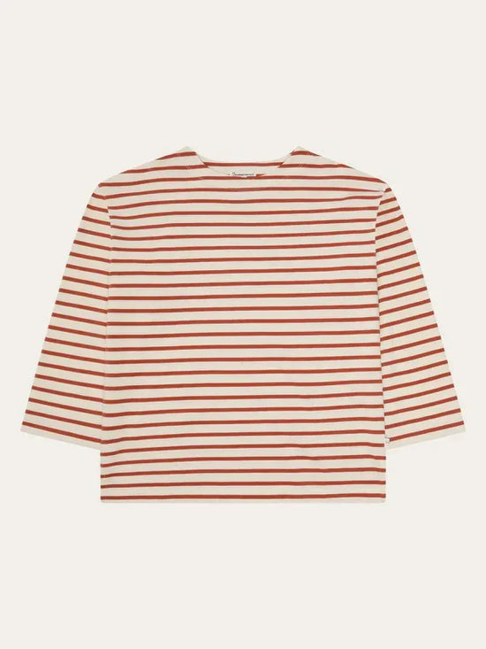Randig långärmad t-shirt röd och vit herr