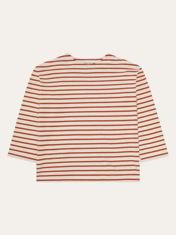 Randig långärmad t-shirt röd och vit herr