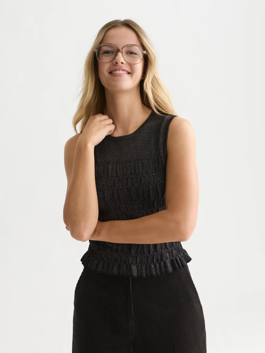 Smock stitch knitted tank - Meteorite – bild 2