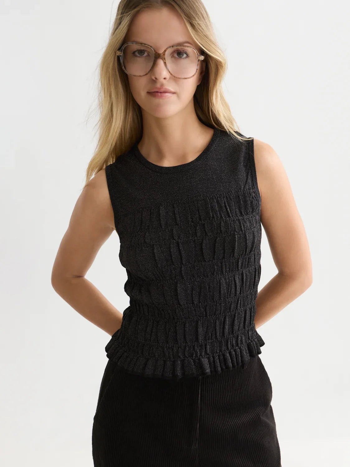 Smock stitch knitted tank - Meteorite – bild 4